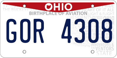OH license plate GOR4308