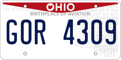 OH license plate GOR4309
