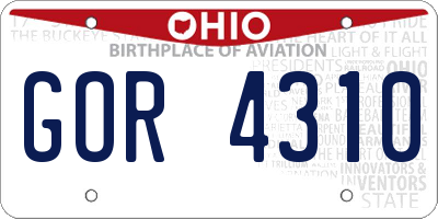 OH license plate GOR4310