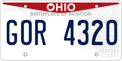 OH license plate GOR4320