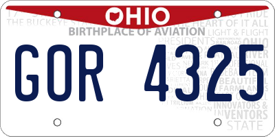 OH license plate GOR4325