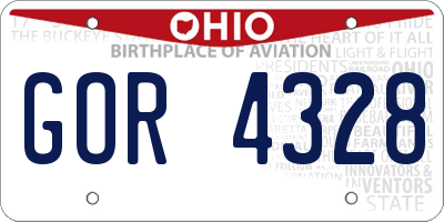 OH license plate GOR4328