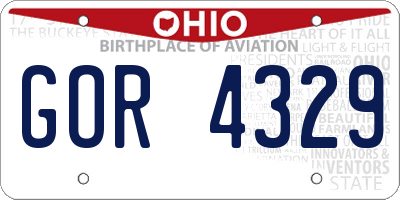 OH license plate GOR4329