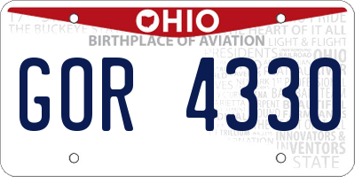 OH license plate GOR4330