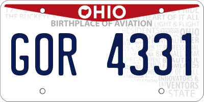 OH license plate GOR4331
