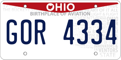 OH license plate GOR4334