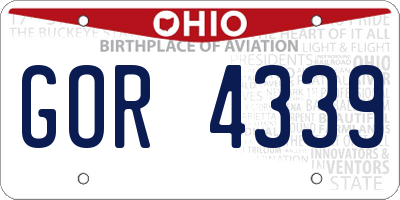 OH license plate GOR4339