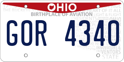 OH license plate GOR4340