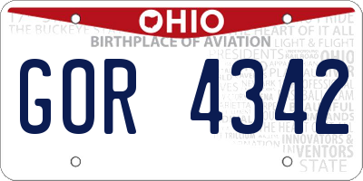 OH license plate GOR4342