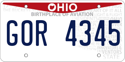 OH license plate GOR4345