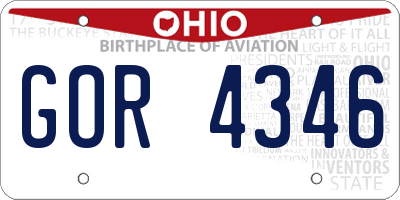 OH license plate GOR4346