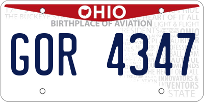OH license plate GOR4347