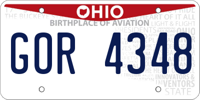 OH license plate GOR4348