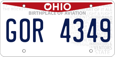 OH license plate GOR4349