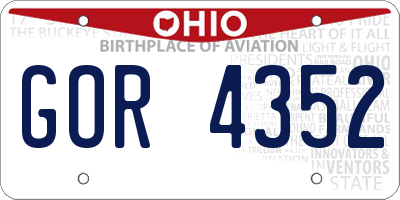 OH license plate GOR4352