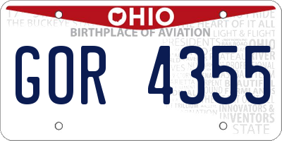 OH license plate GOR4355