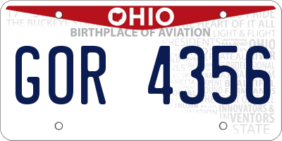 OH license plate GOR4356