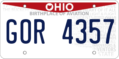 OH license plate GOR4357