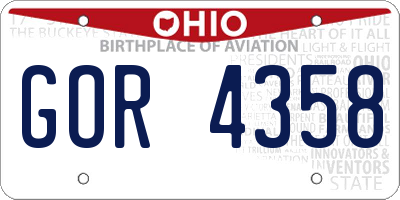 OH license plate GOR4358