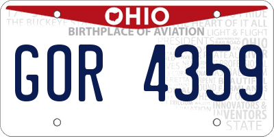OH license plate GOR4359