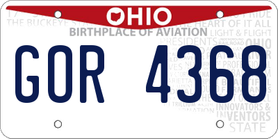 OH license plate GOR4368