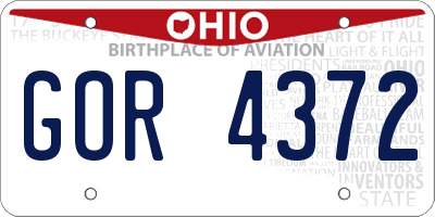 OH license plate GOR4372