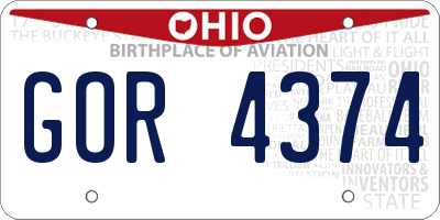 OH license plate GOR4374