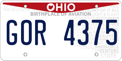 OH license plate GOR4375