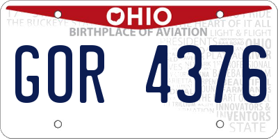 OH license plate GOR4376