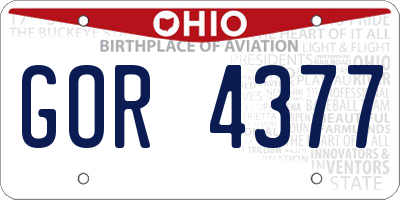 OH license plate GOR4377