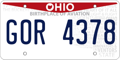OH license plate GOR4378