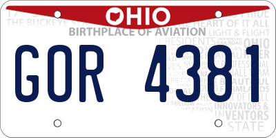 OH license plate GOR4381