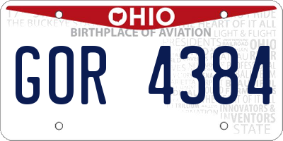 OH license plate GOR4384