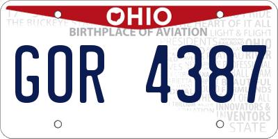OH license plate GOR4387