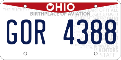 OH license plate GOR4388