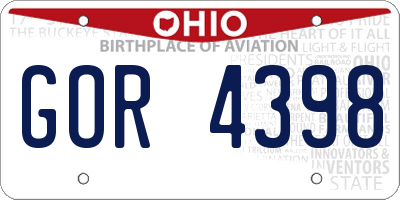 OH license plate GOR4398