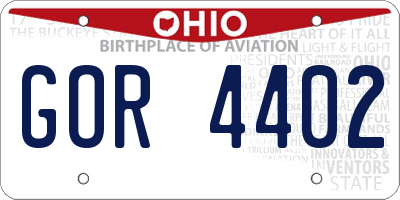 OH license plate GOR4402