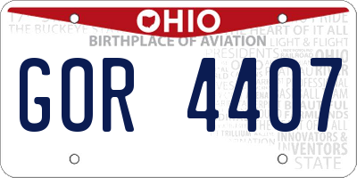 OH license plate GOR4407