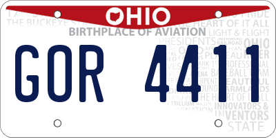 OH license plate GOR4411
