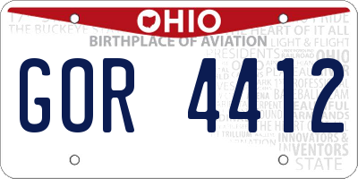OH license plate GOR4412