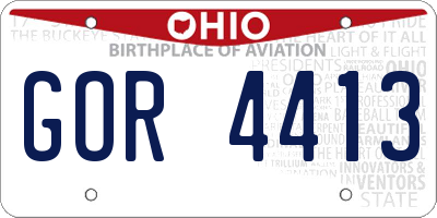 OH license plate GOR4413
