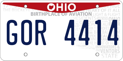 OH license plate GOR4414