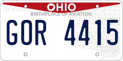 OH license plate GOR4415