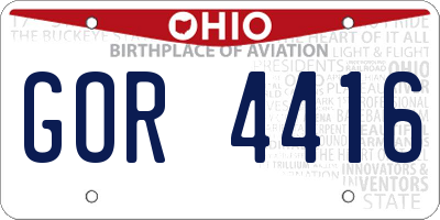 OH license plate GOR4416