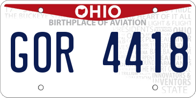 OH license plate GOR4418