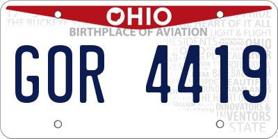 OH license plate GOR4419