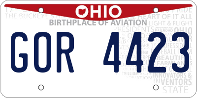 OH license plate GOR4423