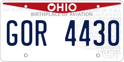 OH license plate GOR4430