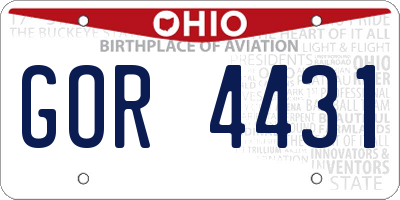 OH license plate GOR4431