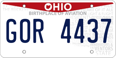 OH license plate GOR4437